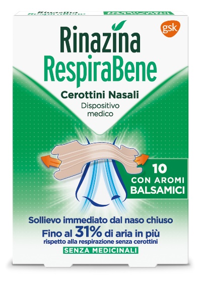 RINAZINA RESPIRABENE CEROTTI NASALI CON AROMI BALSAMICI CARTON 10 PEZZI - Farmacia Murachelli Di Putelli dr. Giovanni