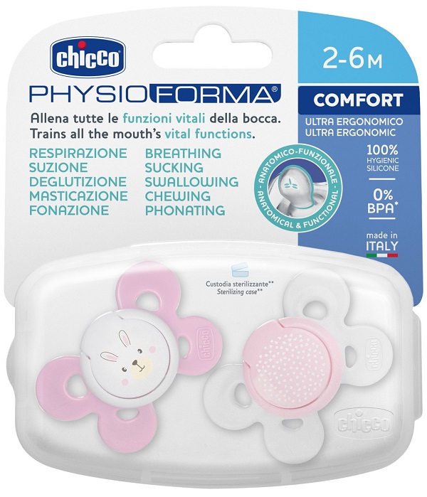 CHICCO SUCCHIETTO COMFORT GIRL SILICONE 2-6 MESI 2 PEZZI - Farmacia Murachelli Di Putelli dr. Giovanni