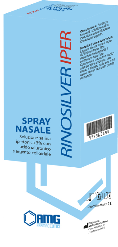 RINOSILVER SOLUZIONE SALINA IPERTONICA 3% CON ACIDO IALURONICO E ARGENTO COLLOIDALE SPRAY NASALE 20 ML - Farmacia Murachelli Di Putelli dr. Giovanni