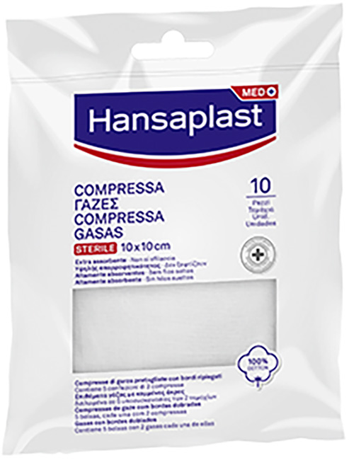 HANSAPLAST GARZA COMPRESSA 10 X 10 CM 10 PEZZI - Farmacia Murachelli Di Putelli dr. Giovanni