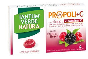 TANTUM VERDE NATURA PROPOLI+C CON ZINCO E VITAMINA C 15 PASTIGLIE GOMMOSE GUSTO FRUTTI DI BOSCO - Farmacia Murachelli Di Putelli dr. Giovanni
