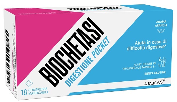 BIOCHETASI DIGESTIONE POCKET 18 COMPRESSE MASTICABILI - Farmacia Murachelli Di Putelli dr. Giovanni