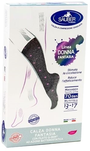 SAUBER CALZA DONNA FANTASIA FILATO Q-SKIN 70 DEN GRIGIO POIS ROSA TAGLIA G - Farmacia Murachelli Di Putelli dr. Giovanni