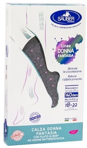 SAUBER CALZA DONNA FANTASIA FILATO Q-SKIN 140 DEN GRIGIO POIS ROSA TAGLIA M - Farmacia Murachelli Di Putelli dr. Giovanni