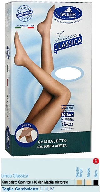 SAUBER GAMBALETTO OPEN TOE MAGLIA MICRORETE 140 DEN COLORE NERO TAGLIA 2 LINEA CLASSICA - Farmacia Murachelli Di Putelli dr. Giovanni