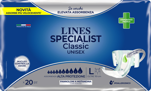 PANNOLONE A MUTANDA LINES SPECIALIST CLASSIC ALTA PROTEZIONE MG 20 PEZZI - Farmacia Murachelli Di Putelli dr. Giovanni