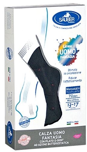 SAUBER CALZA UOMO FANTASIA Q-SKIN 70 DEN BLU POIS ROSSI TAGLIA G - Farmacia Murachelli Di Putelli dr. Giovanni