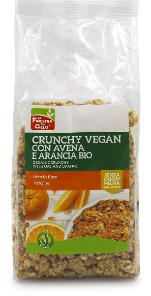 LA FINESTRA SUL CIELO CRUNCHY VEGAN CON AVENA E ARANCIA 375 G - Farmacia Murachelli Di Putelli dr. Giovanni