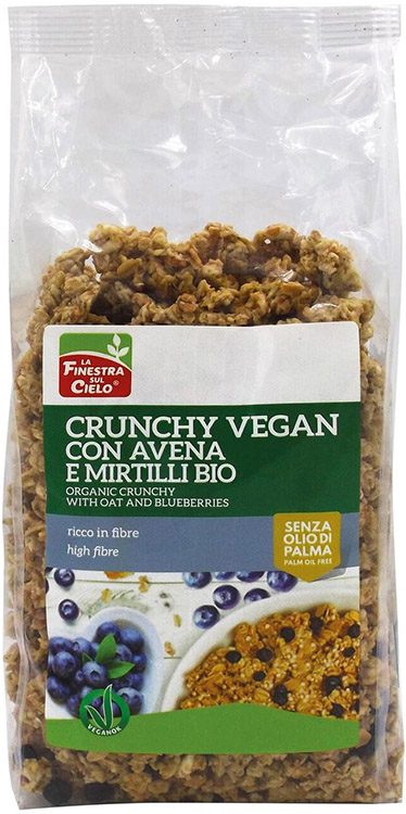 CRUNCHY CON AVENA E MIRTILLI VEGAN BIO 375 G - Farmacia Murachelli Di Putelli dr. Giovanni