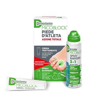 DERMOVITAMINA MICOBLOCK PIEDE D'ATLETA AZIONE TOTALE CREMA 30ML + SPRAY BARRIERA 3 IN 1 100 ML - Farmacia Murachelli Di Putelli dr. Giovanni