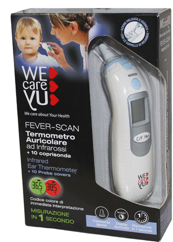 TERMOMETRO AURICOLARE WECAREYU FEVER-SCAN AD INFRAROSSI CON 10 COPRISONDA - Farmacia Murachelli Di Putelli dr. Giovanni