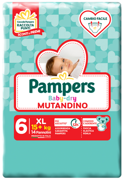 PAMPERS BABY DRY MUTANDINA XL 6 SMALL PACK 14 PEZZI - Farmacia Murachelli Di Putelli dr. Giovanni