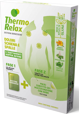 THERMORELAX PHYTO GEL DOLORI SCHIENA E SPALLE FASE 1 GEL SOLLIEVO IMMEDIATO E FASE 2 MAXI CEROTTO GEL MULTIFUNZIONALE CON ERBE 6 PEZZI - Farmacia Murachelli Di Putelli dr. Giovanni