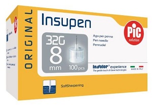 AGO PER PENNA PIC INSUPEN ORIGINAL GAUGE 32X8 MM 100 PEZZI - Farmacia Murachelli Di Putelli dr. Giovanni