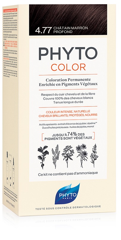 PHYTOCOLOR 4,77 CASTANO MARRONE INTENSO LATTE + CREMA + MASCHERA + 1 PAIO DI GUANTI - Farmacia Murachelli Di Putelli dr. Giovanni