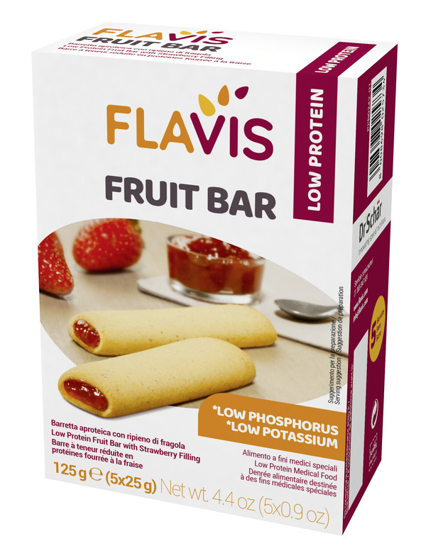 FLAVIS FRUIT BAR BARRETTA APROTEICA CON RIPIENO DI FRAGOLA 5 PEZZI DA 25 G - Farmacia Murachelli Di Putelli dr. Giovanni