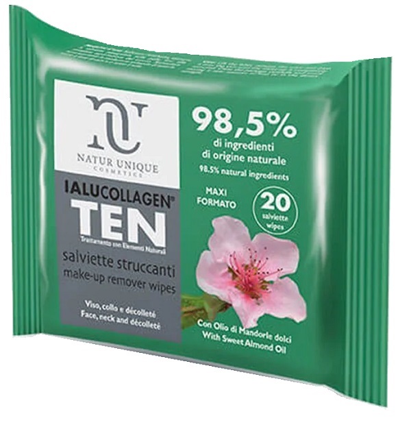 NATUR UNIQUE IALUCOLLAGEN TEN SALVIETTE STRUCCANTI VISO 20 SALVIETTE MAXI - Farmacia Murachelli Di Putelli dr. Giovanni