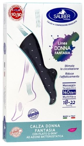 SAUBER CALZA DONNA FANTASIA FILATO Q-SKIN 140 DEN JEANS POIS BIANCHI TAGLIA M PROMO - Farmacia Murachelli Di Putelli dr. Giovanni