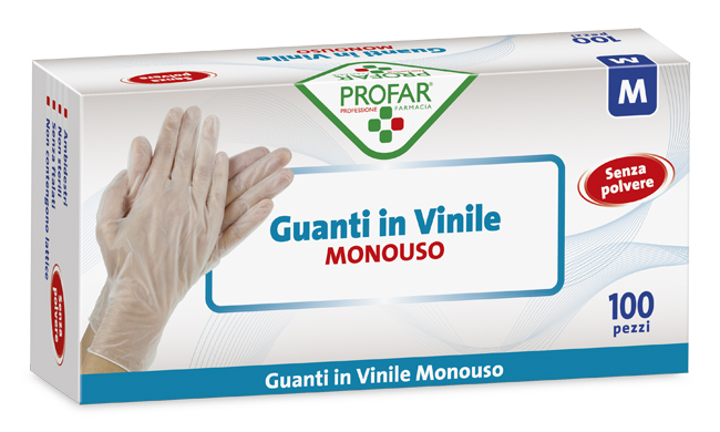 PROFAR GUANTO IN VINILE SENZA POLVERE M 100 PEZZI - Farmacia Murachelli Di Putelli dr. Giovanni