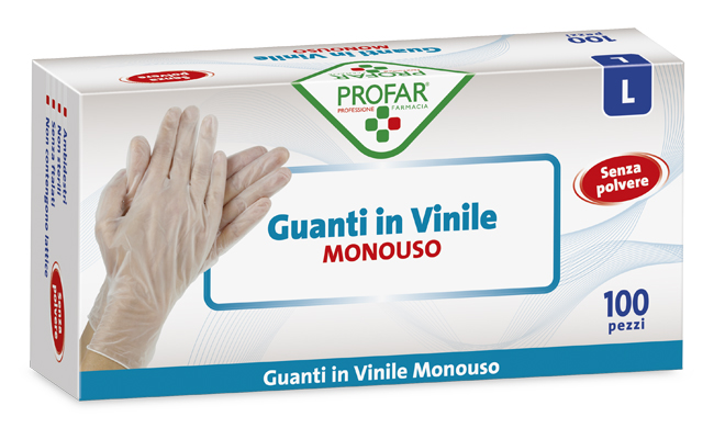 PROFAR GUANTO IN VINILE SENZA POLVERE L 100 PEZZI - Farmacia Murachelli Di Putelli dr. Giovanni