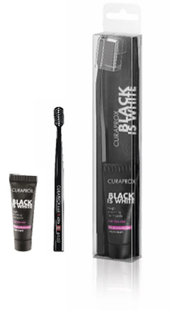 CURAPROX BLACK IS WHITE DENTIFRICI SBIANCANTI 1 DENTIFRICIO DA 10ML + 1 SPAZZOLINO - Farmacia Murachelli Di Putelli dr. Giovanni
