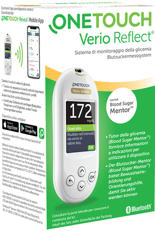 ONETOUCH VERIO REFLECT SYSTEM KIT CON LANCETTE PUNGIDITO E FLACONE DA 10 STRISCE REATTIVE - Farmacia Murachelli Di Putelli dr. Giovanni
