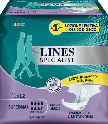 LINES SPECIALIST PANNOLONE A MUTANDA MEDIA 12 PEZZI - Farmacia Murachelli Di Putelli dr. Giovanni