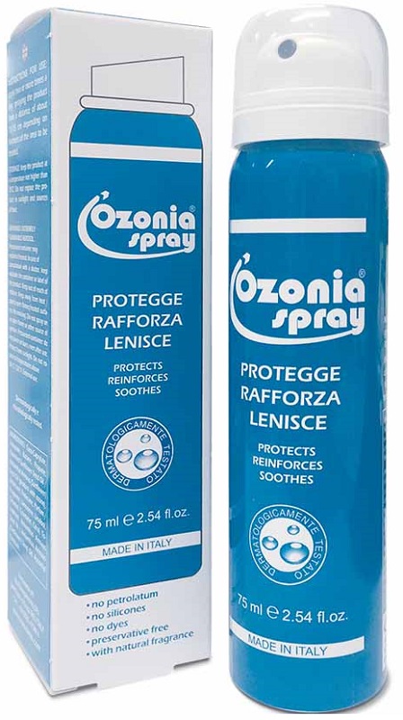 OZONIA SPRAY A BASE DI OLIO OZONIZZATO PER CUTE E MUCOSE ARROSSATE INFIAMMATE DISTROFICHE SENSIBILI 75 ML - Farmacia Murachelli Di Putelli dr. Giovanni