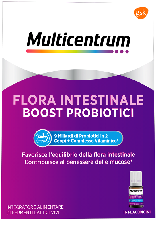 MULTICENTRUM FLORA INTESTINALE BOOST PROBIOTICI 16 FLACONCINI - Farmacia Murachelli Di Putelli dr. Giovanni