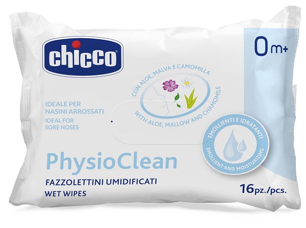 CHICCO FAZZOLETTINI UMIDIFICATI PHYSIOCLEAN 16 PEZZI - Farmacia Murachelli Di Putelli dr. Giovanni