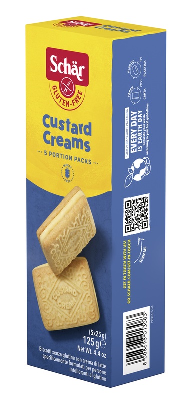 SCHAR CUSTARD CREAM BISCOTTI CON CREMA DI LATTE 5 MONOPORZIONI DA 25 G - Farmacia Murachelli Di Putelli dr. Giovanni