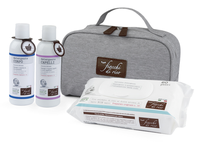 FIOCCHI DI RISO COFANETTO BAGNETTO 1 DETERGENTE CORPO 200 ML + 1 DETERGENTE CAPELLI 200 ML + SALVIETE ACQUA NON ACQUA 60 PEZZI + BEAUTY - Farmacia Murachelli Di Putelli dr. Giovanni