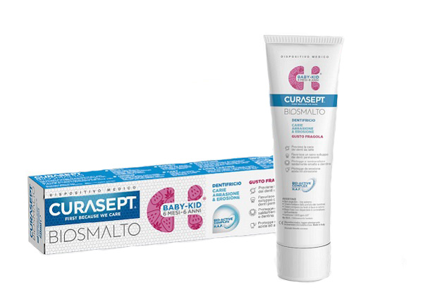 CURASEPT BIOSMALTO DENTIFRICIO BABY KID FRAGOLA CARIE ABRASIONE & EROSIONE 50 ML - Farmacia Murachelli Di Putelli dr. Giovanni