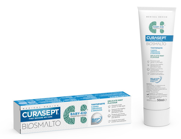 CURASEPT BIOSMALTO DENTIFRICIO BABY KID MENTA CARIE ABRASIONE & EROSIONE 50 ML - Farmacia Murachelli Di Putelli dr. Giovanni