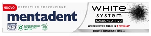 MENTADENT WHITE SYSTEM CHARCOAL 75 ML - Farmacia Murachelli Di Putelli dr. Giovanni
