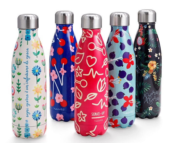 BOTTIGLIA THERMOS IN ACCIAIO WATERCOLOR FIORI 1 PEZZO - Farmacia Murachelli Di Putelli dr. Giovanni