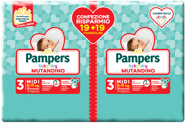 PAMPERS BABY DRY PANNOLINO A MUTANDINA DUO DWCT MIDI 38 PEZZI - Farmacia Murachelli Di Putelli dr. Giovanni