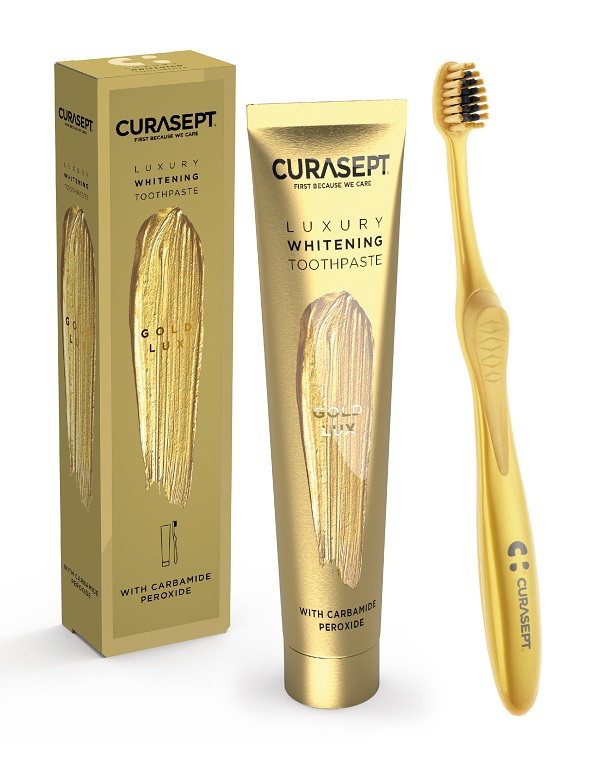 CURASEPT GOLD LUXURY WHITENING DENTIFRICIO 75 ML + SPAZZOLINO - Farmacia Murachelli Di Putelli dr. Giovanni