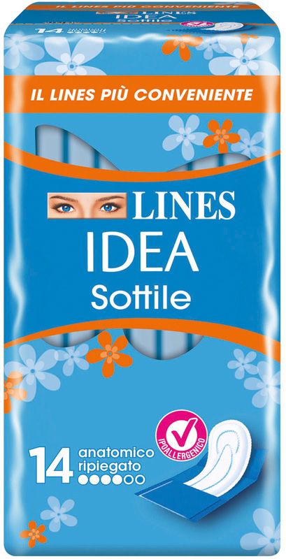 LINES IDEA ASSORBENTE SOTTILE RIPIEGATO ANATOMICO 14 PEZZI - Farmacia Murachelli Di Putelli dr. Giovanni