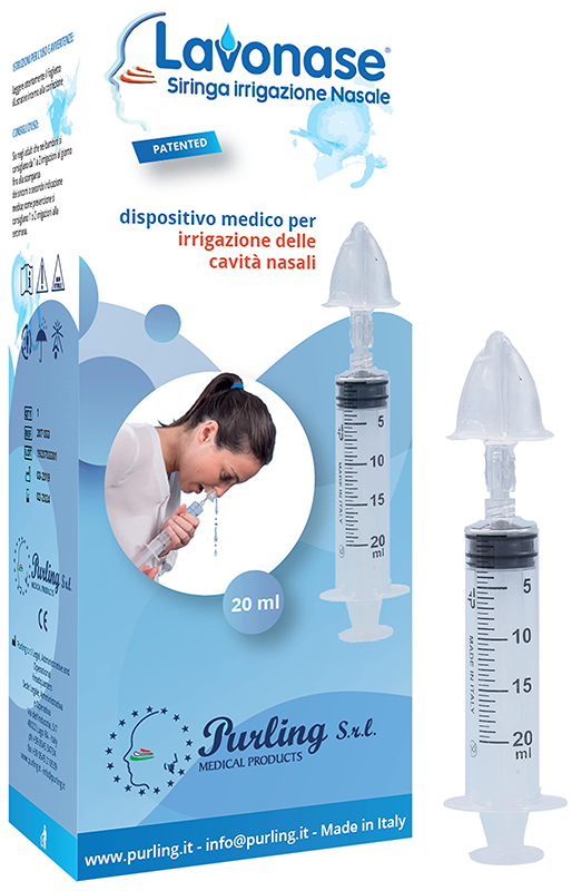 LAVONASE IRRIGAZIONE NASALE NON STERILE SIRINGA 20 ML + LUER-LOCK CON CAPPUCCIO + UGELLO NASALE CON RACCORDO LUER-LOCK + PERFORATORE CON VALVOLA NON RITORNO CON TAPPO - Farmacia Murachelli Di Putelli dr. Giovanni