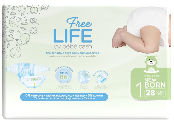 FREELIFE BY BEBECASH PANNOLINI NEW BORN TAGLIA 1 2-4 KG GIROVITA 30-41 CM 28 PEZZI - Farmacia Murachelli Di Putelli dr. Giovanni