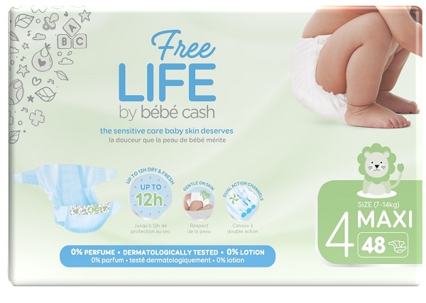 FREELIFE BY BEBECASH PANNOLINI MAXI TAGLIA 4 7-18 KG GIROVITA 38-60 CM 48 PEZZI - Farmacia Murachelli Di Putelli dr. Giovanni