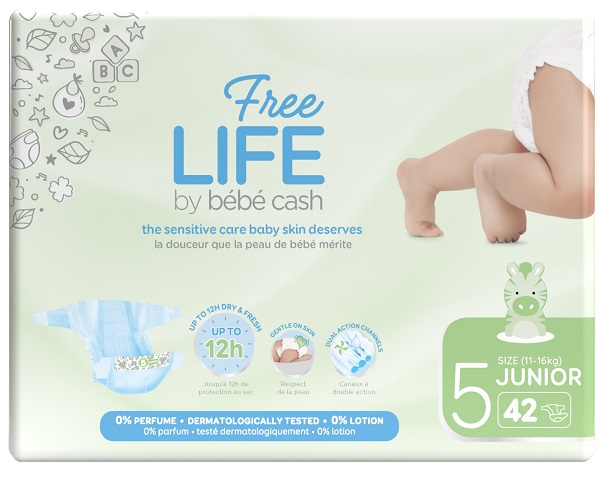FREELIFE BY BEBECASH PANNOLINI JUNIOR TAGLIA 5 11-25 KG GIROVITA 41-62 CM 42 PEZZI - Farmacia Murachelli Di Putelli dr. Giovanni