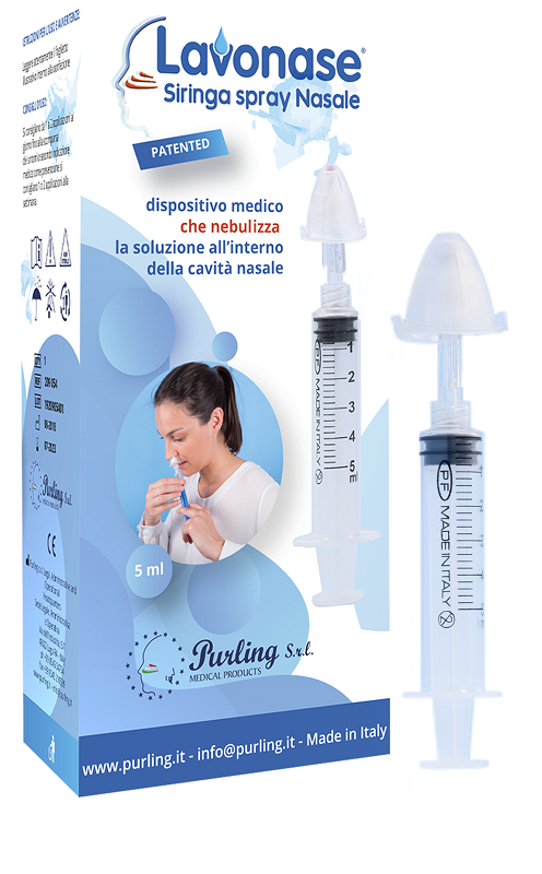 LAVONASE SIRINGA SPRAY NASALE NON STERILE 5 ML LUER-LOCK CON CAPPUCCIO + UGELLO NASALE CON RACCORDO LUER-LOCK + PERFORATORE CON VALVOLA NON RITORNO CON TAPPO - Farmacia Murachelli Di Putelli dr. Giovanni