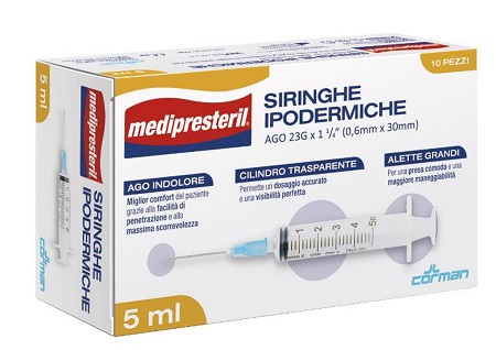 SIRINGA IPODERMICA MEDIPRESTERIL AGO 23 GAUGE 1 1/4 0,5X30MM 5 ML 10 PEZZI - Farmacia Murachelli Di Putelli dr. Giovanni