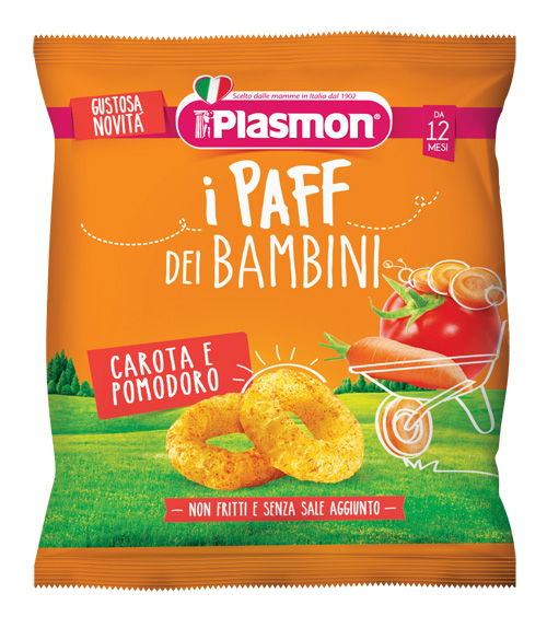 PLASMON DRY SNACK PAFF CAROTA POMODORO 15 G - Farmacia Murachelli Di Putelli dr. Giovanni