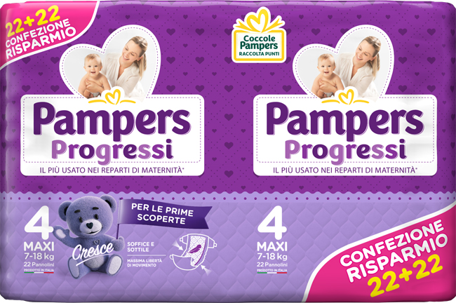 PAMPERS PROGRESSI MAXI PANNOLINO 4 7-18KG 44 PEZZI - Farmacia Murachelli Di Putelli dr. Giovanni