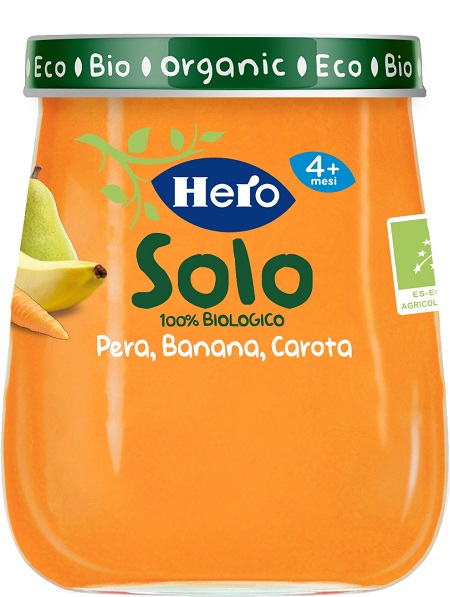 HERO BABY OMOGENEIZZATO PERA BANANA CAROTA 100% BIO 120 G - Farmacia Murachelli Di Putelli dr. Giovanni