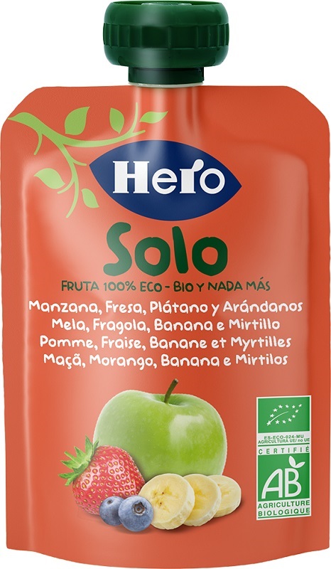 HERO SOLO FRUTTA FRULLATA 100% BIO MELA BANANA FRAGOLA 100 G - Farmacia Murachelli Di Putelli dr. Giovanni
