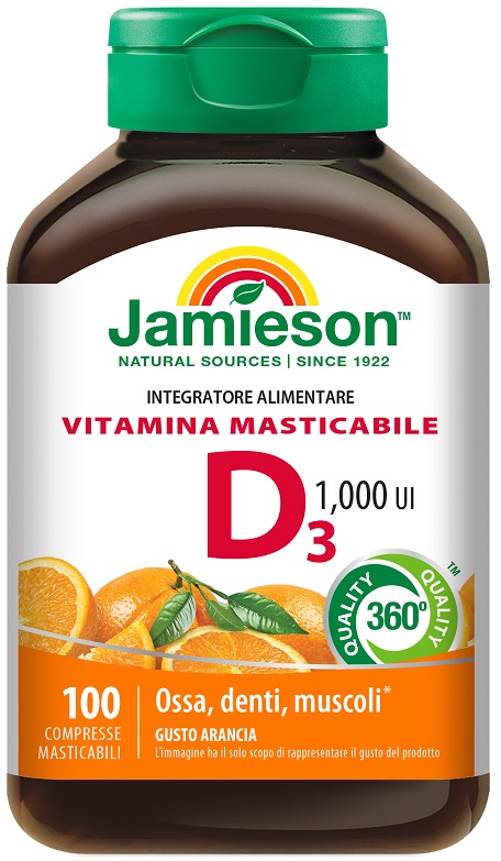 JAMIESON VITAMINA D MASTICABILE ARANCIA 100 COMPRESSE - Farmacia Murachelli Di Putelli dr. Giovanni